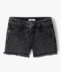 GEMO Short en jean délavé à franges fille Noir