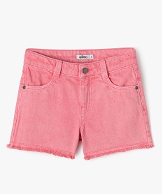 GEMO Short en jean délavé à franges fille Rose