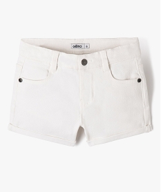 short en jean colore en denim stretch fille blanc shortsE810401_1