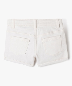 short en jean colore en denim stretch fille blanc shortsE810401_3
