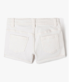 short en jean colore en denim stretch fille blanc shortsE810401_4