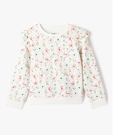 sweat a motifs fleuris avec volants sur les epaules fille beige sweatsE812401_1