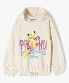 sweat a capuche a taille elastiquee imprime pikachu fille - pokemon beige sweatsE813401_1