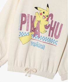 sweat a capuche a taille elastiquee imprime pikachu fille - pokemon beige sweatsE813401_2