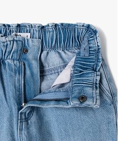jean wide leg avec ceinture elastique ajustable fille bleu vif jeansE814001_2