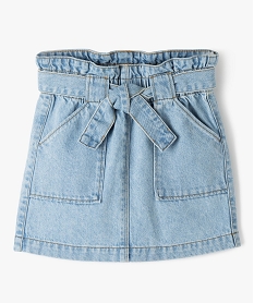 GEMO Jupe en jean avec taille foncée effet paper bag fille bleu vif