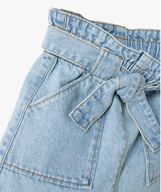 jupe en jean avec taille foncee effet paper bag fille gris robes et jupesE814501_2