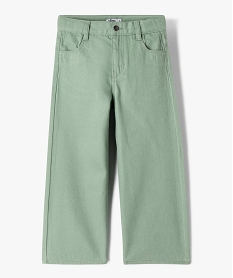 GEMO Pantalon large à taille ajustable en coton fille Vert