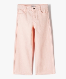 GEMO Pantalon large à taille ajustable en coton fille Rose