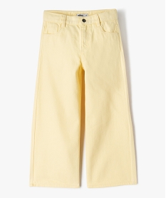 pantalon large a taille ajustable en coton fille jauneE815201_1
