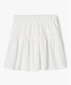 GEMO Jupe à volant en broderie anglaise avec doublure short fille blanc chine