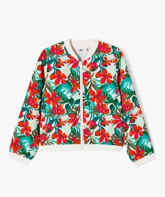 veste zippee en viscose a motifs fleuris fille rougeE817901_1