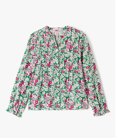chemise fleurie avec fines rayures pailletees fille - lulucastagnette rose chemises et blousesE818901_1