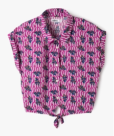 chemise sans manches loose en viscose imprimee fille violetE819001_1