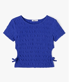 tee-shirt a manches courtes avec ouvertures sur les cotes fille bleuE820101_1