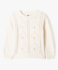 pull ajoure en maille chenille fille beige pullsE824101_1