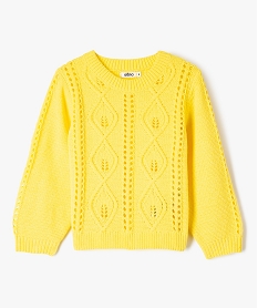 pull ajoure en maille chenille fille jaune pullsE824201_1