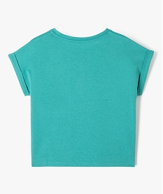 tee-shirt manches courtes a revers coupe large et courte fille vert tee-shirtsE825801_3