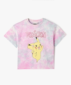 tee-shirt manches courtes tie-and-dye imprime pikachu fille - pokemon rose tee-shirtsE825901_1
