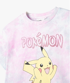 tee-shirt manches courtes tie-and-dye imprime pikachu fille - pokemon rose tee-shirtsE825901_2