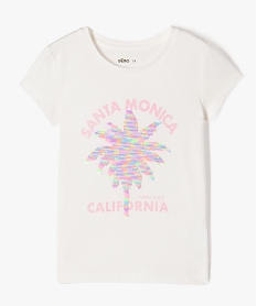 GEMO Tee-shirt manches courtes avec sequins réversibles fille blanc chine