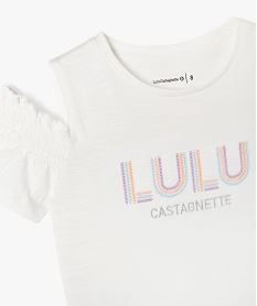 tee-shirt manches courtes a epaules denudees fille - lulucastagnette beigeE826601_2