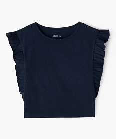 tee-shirt fille avec volants sur les cotes bleuE829401_1