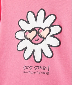 tee-shirt a manches longues avec inscription en relief fille rose tee-shirtsE830601_2