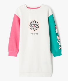 GEMO Robe sweat avec manches colorées fille Multicolore