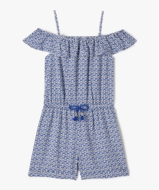 GEMO Combishort imprimé à bretelles et col Bardot fille bleu standard