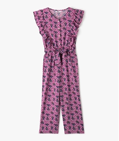 GEMO Combinaison pantalon à manches volantées en viscose imprimée fille violet standard