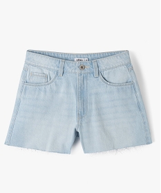 GEMO Short en jean délavé avec finitions sans coutures fille Bleu