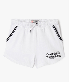 short de sport avec taille elastique fille - camps united blanc shortsE837501_1