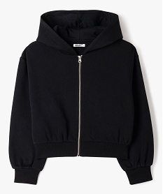 GEMO Sweat zippé à capuche coupe courte fille noir standard