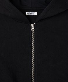 sweat zippe a capuche coupe courte fille noir standard sweatsE839001_2