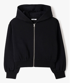 sweat zippe a capuche coupe courte fille noir standard sweatsE839001_4