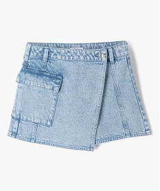 jupe-short en jean avec poche a rabat fille grisE839901_1
