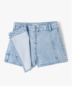 jupe-short en jean avec poche a rabat fille grisE839901_2