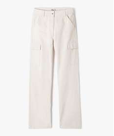 GEMO Pantalon cargo straight en coton fille blanc chine