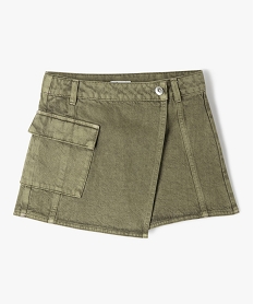 GEMO Jupe short en toile denim avec poche rabat fille kaki standard
