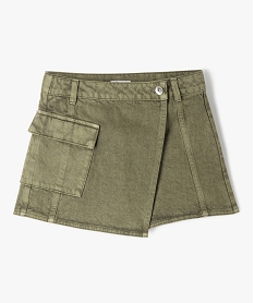 GEMO Jupe short en toile denim avec poche rabat fille Vert