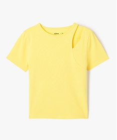 tee-shirt a manches courtes avec ouverture sur l’epaule fille jaune tee-shirtsE844501_1