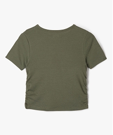 GEMO Tee-shirt manches courtes crop top à fronces fille Vert