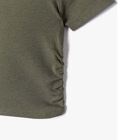 tee-shirt manches courtes crop top a fronces fille vert tee-shirtsE844701_2
