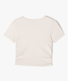 tee-shirt manches courtes crop top a fronces fille beige tee-shirtsE844801_4