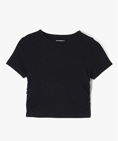 tee-shirt manches courtes crop top a fronces fille noir tee-shirtsE844901_1
