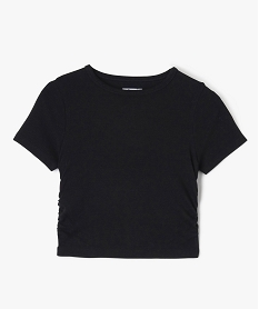 GEMO Tee-shirt manches courtes crop top à fronces fille Noir