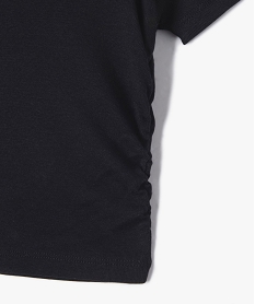 tee-shirt manches courtes crop top a fronces fille noir tee-shirtsE844901_2