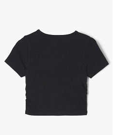 tee-shirt manches courtes crop top a fronces fille noir tee-shirtsE844901_3