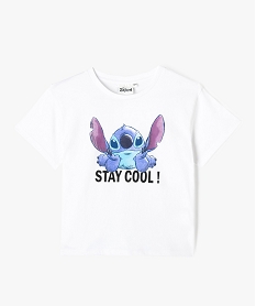 GEMO Tee-shirt à manches courtes avec motif Stitch fille - Disney Blanc